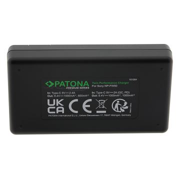 PATONA - Greitas įkroviklis Dual Sony NP-FW50 + USB-C laidas 0,6m