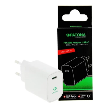 PATONA - Įkrovimo adapteris USB-C Power delivery 20W/230V balta