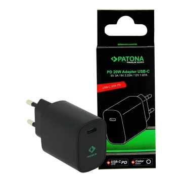 PATONA - Įkrovimo adapteris USB-C Power delivery 20W/230V juoda