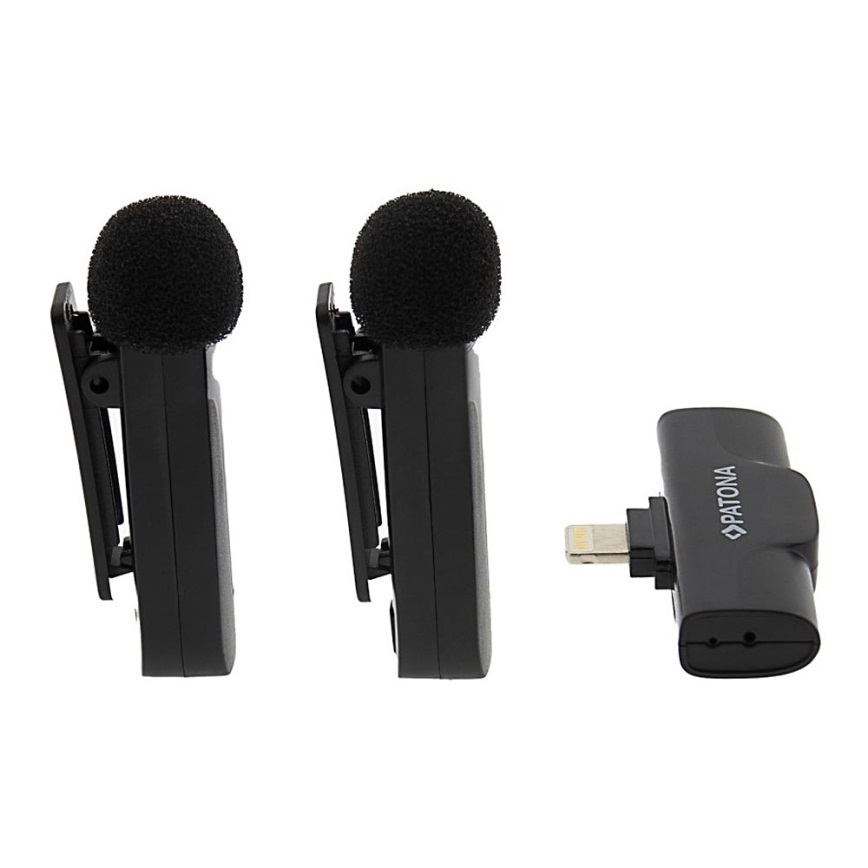 PATONA - KOMPLEKTAS 2x Belaidis mikrofonas su segtuku skirtas iPhone USB-C 5V