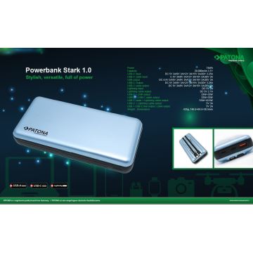 PATONA – Maitinimo bankas 20000mAh PD65W Li-Pol 3A USB-C/Lightning