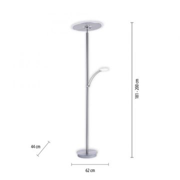 Paul Neuhaus 673-55 - LED Reguliuojamas toršeras ARTUR 2xLED/21W/230V+1xLED/6W chromas