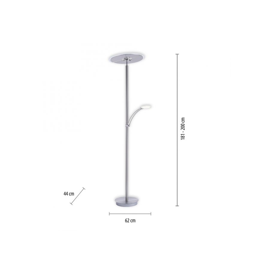 Paul Neuhaus 673-55 - LED Reguliuojamas toršeras ARTUR 2xLED/21W/230V+1xLED/6W chromas