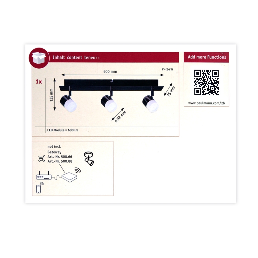 Paulmann 50099 - 3xLED/6,5W Reguliuojamas akcentinis šviestuvas SMART DEON 230V ZigBee