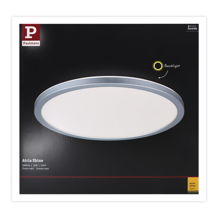 Paulmann 70991 - LED/16W Tvirtinama panelė ATRIA 230V 3000K diametras 29,3 cm matinis chromas