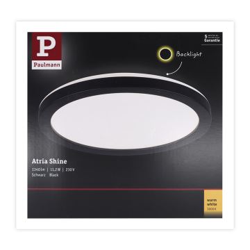 Paulmann 70997 - LED/11,2W Tvirtinama panelė ATRIA 230V 3000K diametras 19 cm juoda