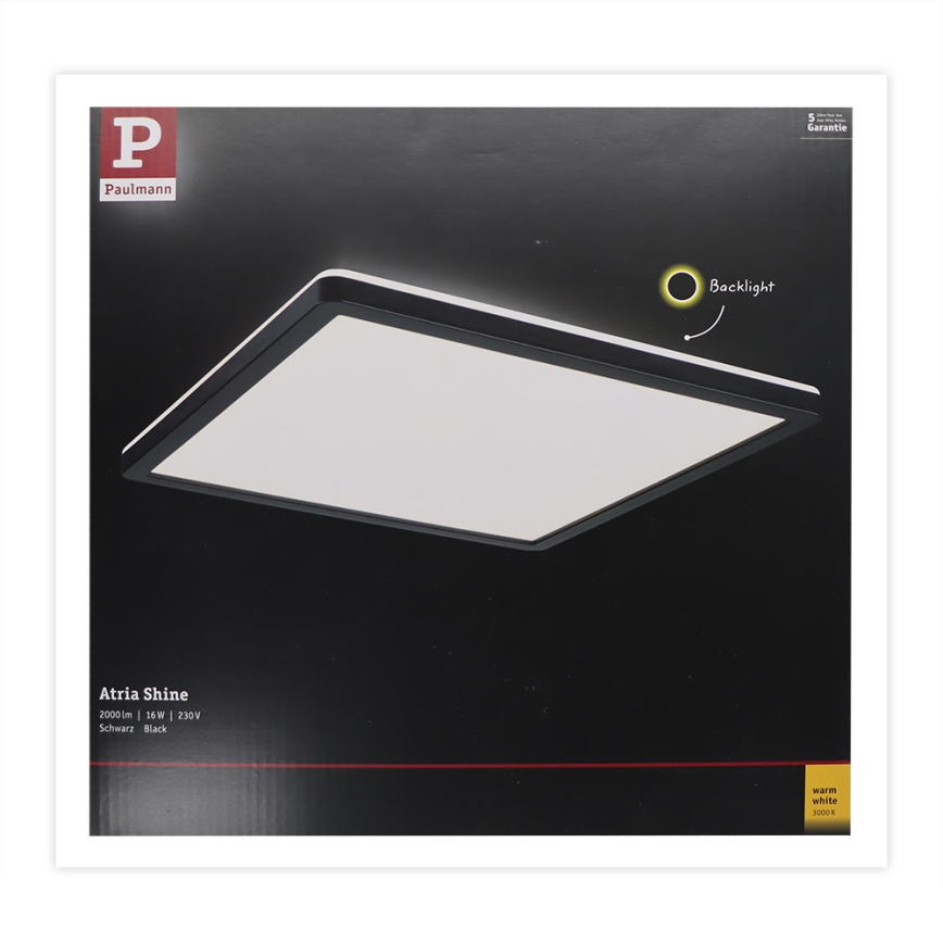 Paulmann 71001 - LED/16W Tvirtinama panelė ATRIA 230V 3000K 29,3x29,3 cm juoda