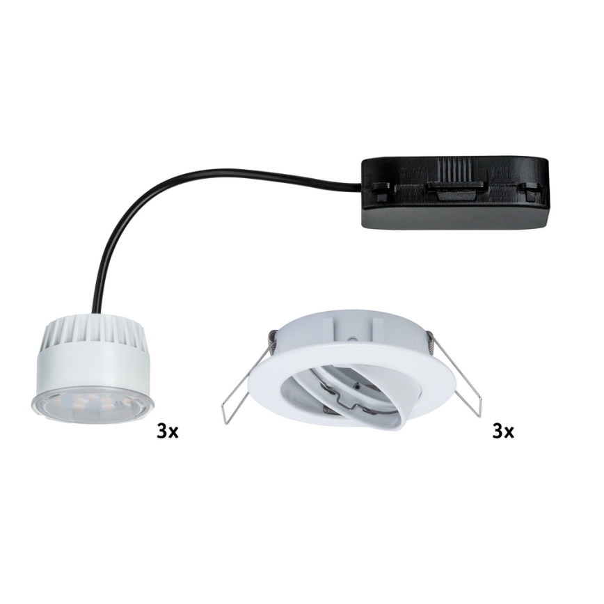 Paulmann 92765 - KOMPLEKTAS 3x įleidžiamas LED šviestuvas COIN 3xLED/6,8W/230V baltas