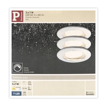 Paulmann 92829 - RINKINYS 3x LED/6,8W IP44 Vonios reguliuojamas šviestuvas COIN 230V