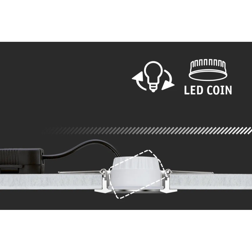 Paulmann 93080 - KOMPLEKTAS 3xLED/6W IP23 Pritemdomas įleidžiamas lubinis vonios šviestuvas COIN 230V