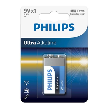 Philips 6LR61E1B/10 - šarminės baterijos  6LR61 ULTRA ALKALINE 9V 600mAh