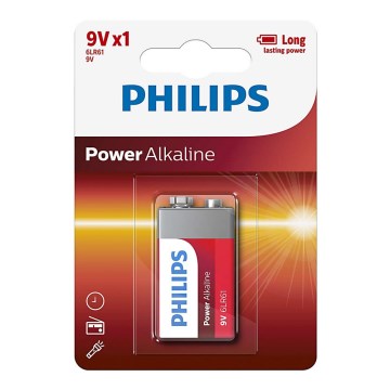 Philips 6LR61P1B/10 - šarminės baterijos  6LR61 POWER ALKALINE 9V 600mAh