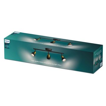 Philips - Akcentinis apšvietimas CONDUIT 3xGU10/5W/230V juoda/žalvaris