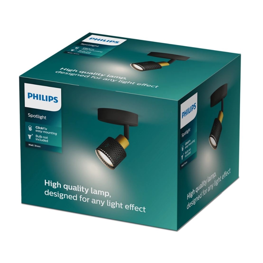 Philips - Akcentinis apšvietimas NIALL 1xGU10/5W/230V juoda/žalvaris