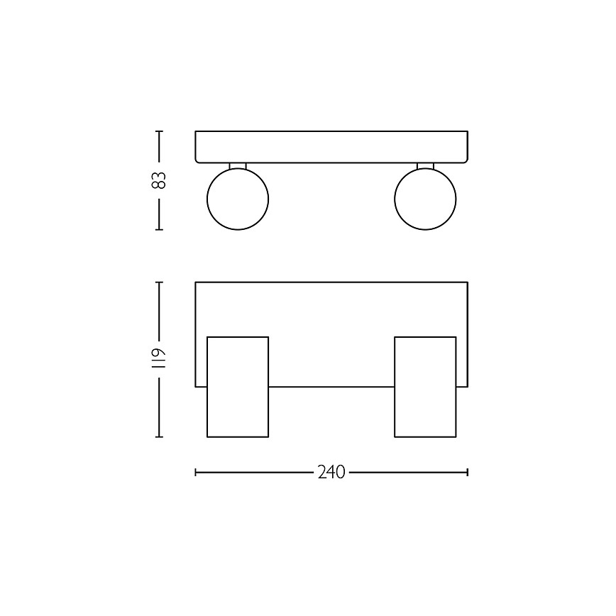 Philips - Akcentinis vonios šviestuvas IDRIS 2xGU10/5W/230V IP44 juoda