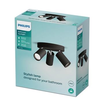 Philips - Akcentinis vonios šviestuvas IDRIS 3xGU10/5W/230V IP44 juoda