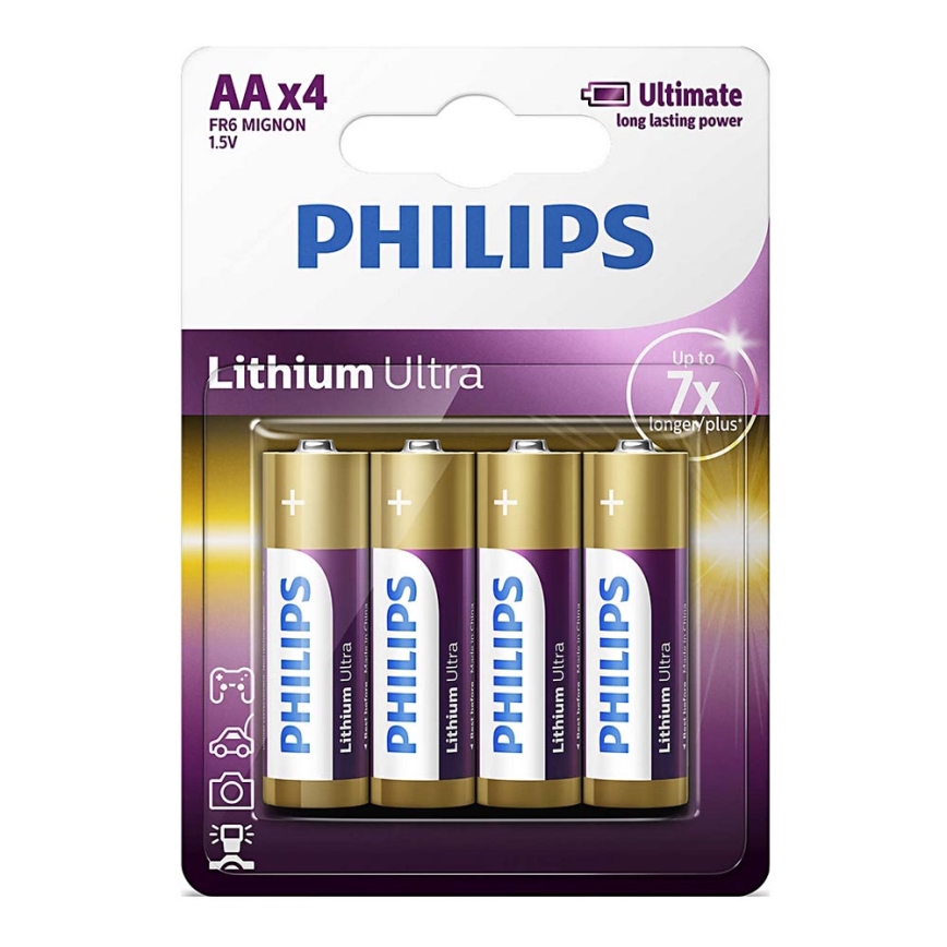 Philips FR6LB4A/10 - 4 vnt ličio baterijos  AA LITHIUM ULTRA 1,5V 2400mAh