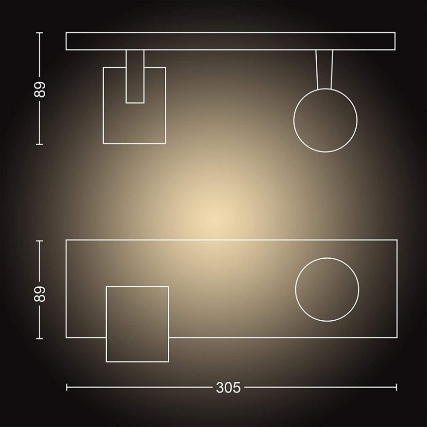 Philips - LED pritemdomas akcentinis apšvietimas Hue RUNNER 2xGU10/4,2W/230V 2200-6500K + nuotolinio valdymo pultas balta