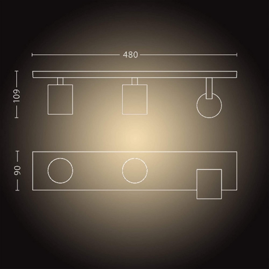 Philips - LED pritemdomas akcentinis apšvietimas Hue RUNNER 3xGU10/4,2W/230V 2200-6500K + nuotolinio valdymo pultas balta