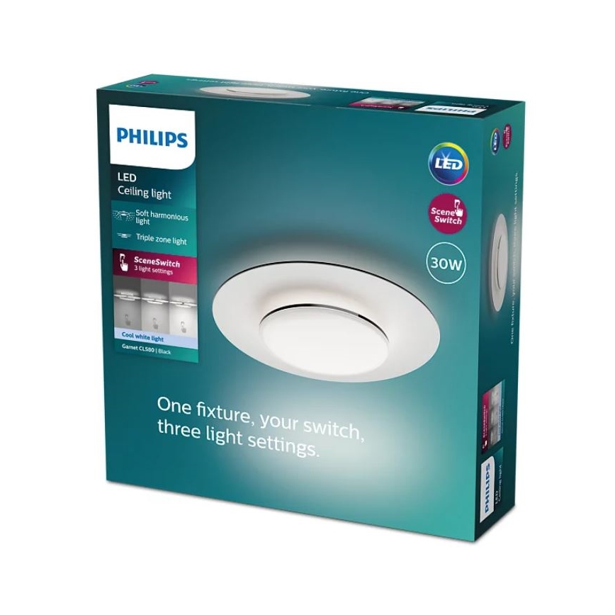 Philips- LED Pritemdomas lubinis šviestuvas SCENE SWITCH LED/30W/230V 4000K juoda