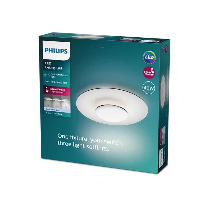 Philips- LED Pritemdomas lubinis šviestuvas SCENE SWITCH LED/40W/230V 4000K juoda