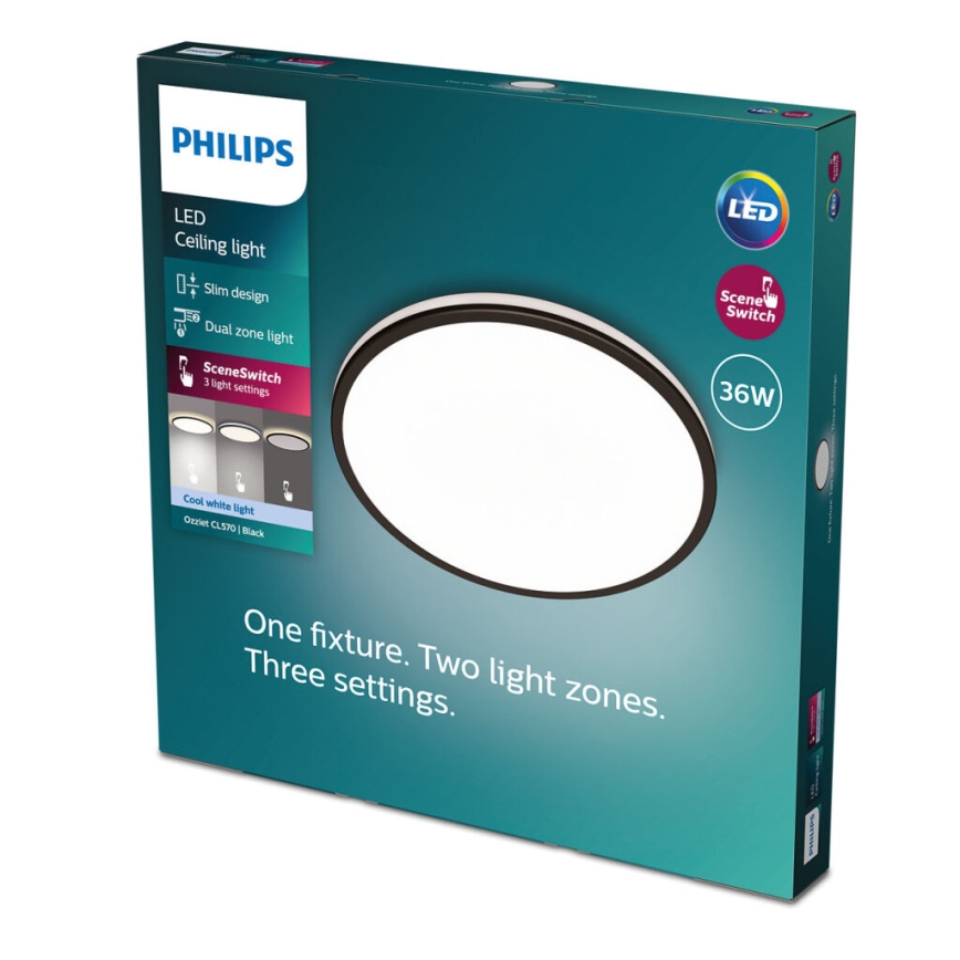 Philips - LED Pritemdomas lubinis šviestuvas SCENE SWITCH LED/36W/230V diametras 50 cm 4000K juoda