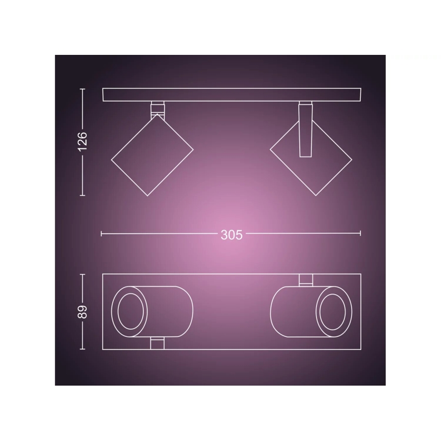 Philips - LED RGBW Pritemdomi akcentiniai šviestuvai Hue ARGENTA 2xGU10/4,2W/230V 2000-6500K