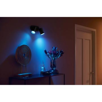 Philips - LED RGBW Pritemdomi akcentiniai šviestuvai Hue FUGATO 2xGU10/4,2W/230V 2000-6500K juoda