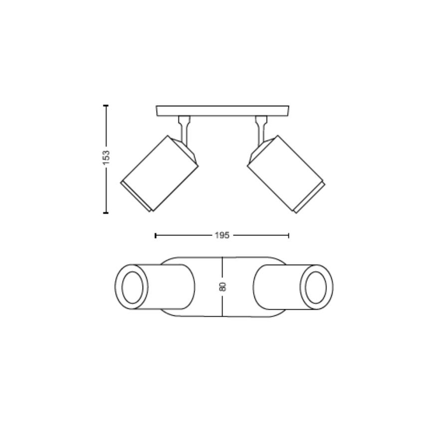 Philips - LED RGBW Pritemdomi akcentiniai šviestuvai Hue FUGATO 2xGU10/4,2W/230V 2000-6500K juoda