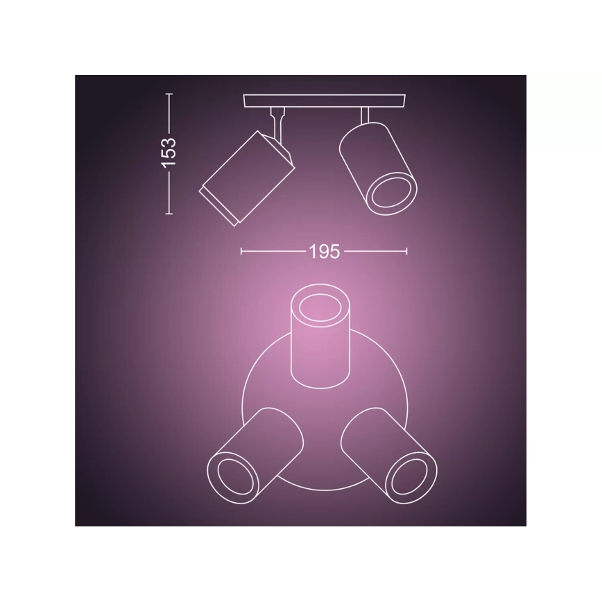 Philips - LED RGBW Pritemdomi akcentiniai šviestuvai Hue FUGATO 3xGU10/4,2W/230V 2000-6500K balta