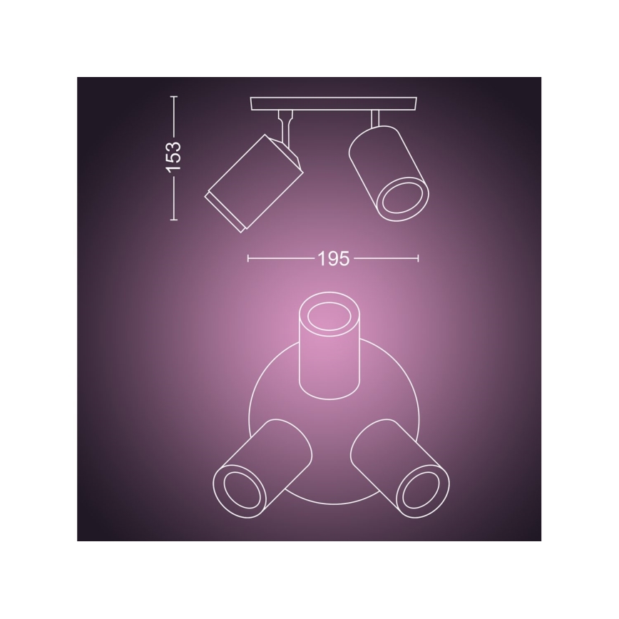 Philips - LED RGBW Pritemdomi akcentiniai šviestuvai Hue FUGATO 3xGU10/4,2W/230V 2000-6500K juoda