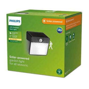 Philips - LED sieninis šviestuvas su jutikliu, įkraunamas saulės energija YARIXA LED/2,2W/3,7V IP44