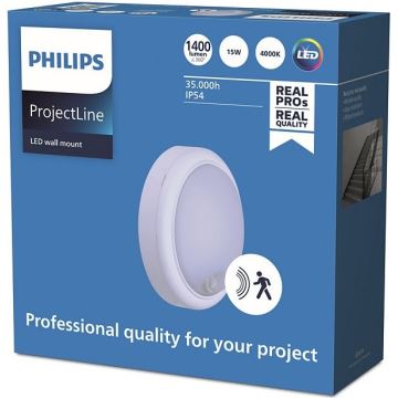 Philips – LED Sieninis šviestuvas su jutikliu PROJECTLINE LED/15W/230V IP54