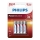 Philips LR03P4B/10 - 4 vnt šarminės baterijos  AAA POWER ALKALINE 1,5V 1150mAh