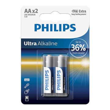 Philips LR6E2B/10 - 2 vnt šarminės baterijos  AA ULTRA ALKALINE 1,5V 2800mAh