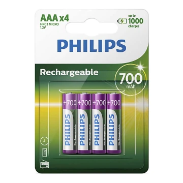Philips R03B4A70/10 - 4 vnt įkraunamos baterijos AAA MULTILIFE NiMH/1,2V/700 mAh
