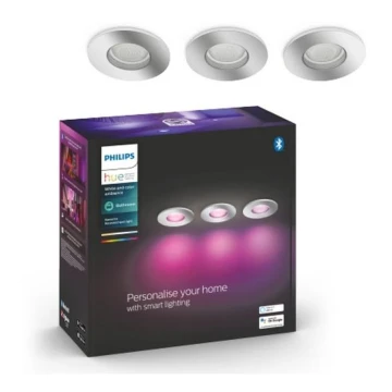 Philips - RINKINYS 3xLED RGB Reguliuojamas vonios šviestuvas Hue XAMENTO 1xGU10/5,7W/230V IP44 2000-6500K