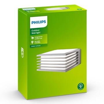 Philips - Sieninis lauko šviestuvas SHADES 1xE27/15W/230V IP44 pilkas