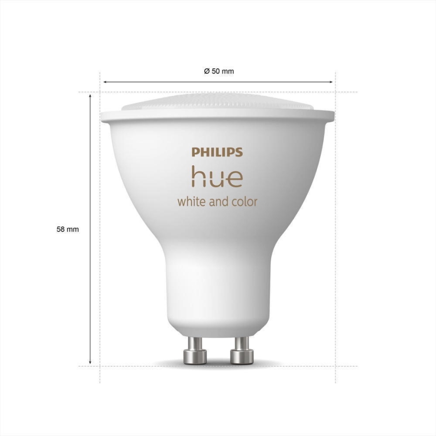 Pradinis paketas Philips Hue WHITE AND COLOR AMBIANCE 3xGU10/4,3W 2000-6500K + sujungimo įrenginys