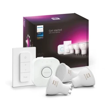 Pradinis paketas Philips Hue WHITE AND COLOR AMBIANCE 3xGU10/4,3W 2000-6500K + sujungimo įrenginys