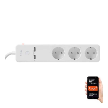 Prailginimo laidas SMART su jungikliu 1,5m + 2xUSB/Wi-Fi Tuya