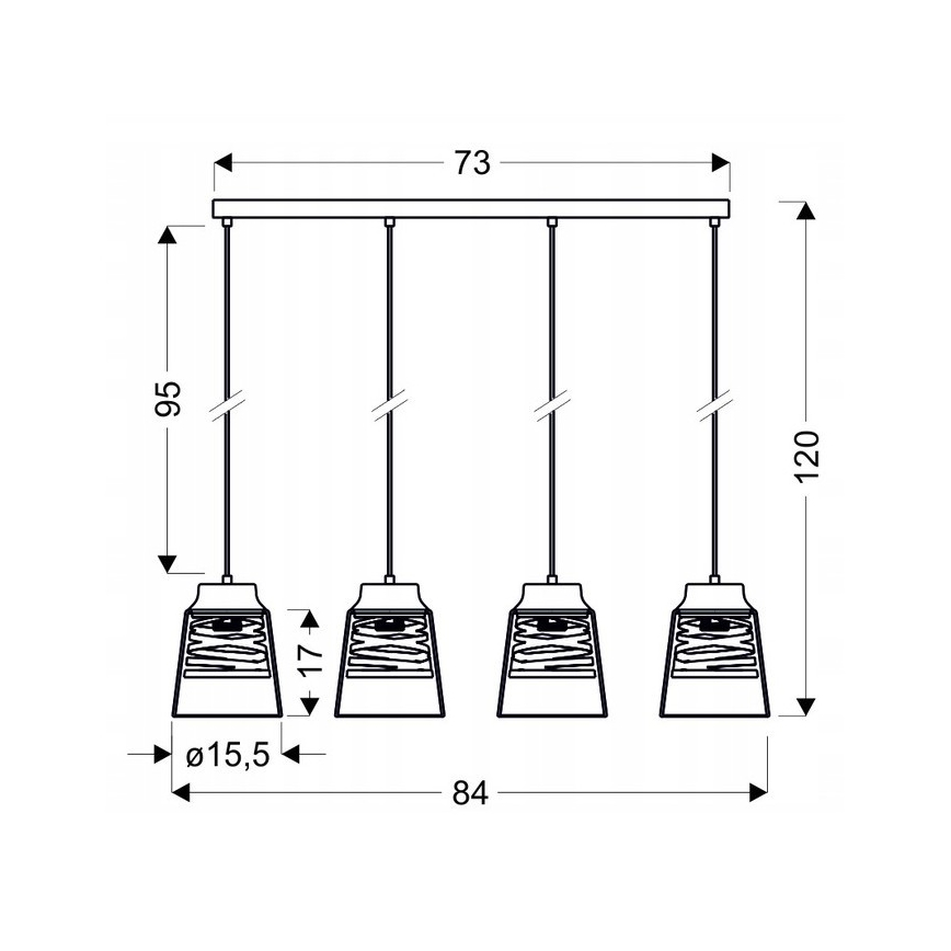 Prikabinamas sietynas FRESNO 4xE27/60W/230V