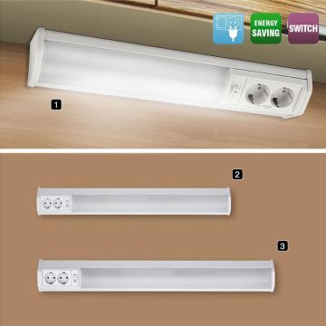 Rabalux - LED apšvietimas po virtuvės spintele su lizdais G13/15W/230V