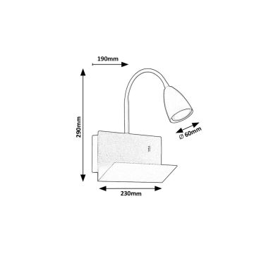 Rabalux - Sieninis šviestuvas su lentyna ir USB port 1xGU10/25W/230V juoda