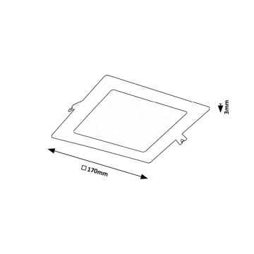 Rabalux - LED įleidžiamas lubinis šviestuvas LED/12W/230V 17x17 cm juoda