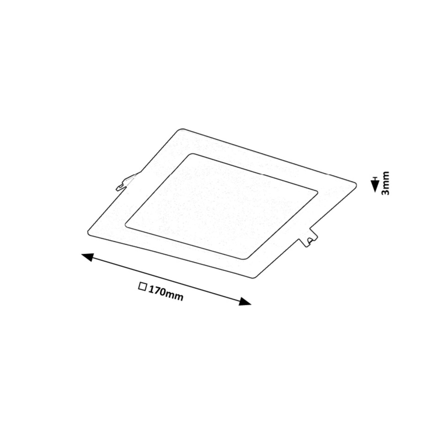 Rabalux - LED įleidžiamas lubinis šviestuvas LED/12W/230V 17x17 cm juoda