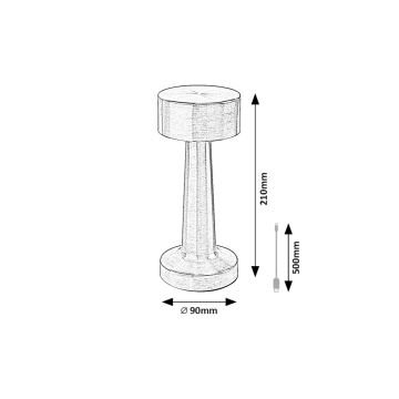 Rabalux - LED Įkraunama jutiklinė stalinė lempa LED/2,7W/5V 1200mAh 3000/4000/6000K auksas