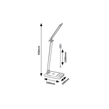 Rabalux 74213 - LED Pritemdoma lanksti stalinė lempa su belaidžiu įkrovimu QI ir USB LED/5W/5V 3000-6500K