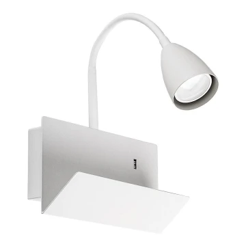 Rabalux - Sieninis šviestuvas su lentyna ir USB port 1xGU10/25W/230V balta