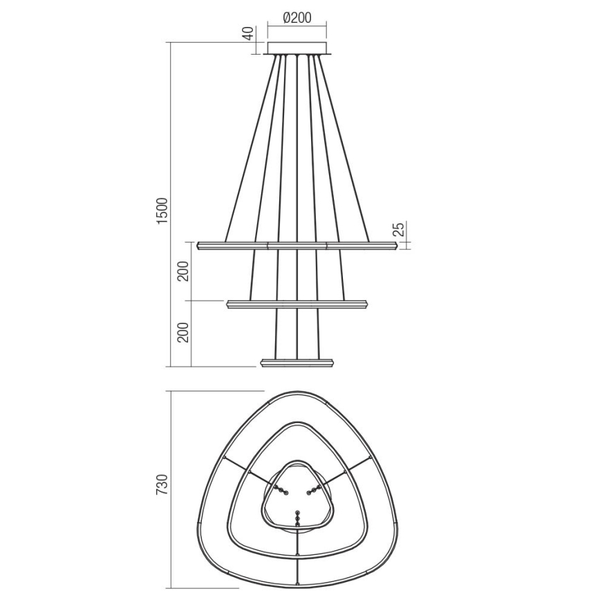 Redo 01-2457 - LED Pakabinamas sietynas TRIAD LED/60W/230V 4000K bronza